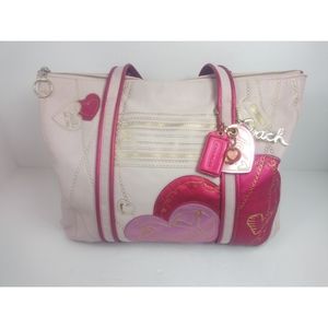 Coach Poppy Tote Bag Purse 14551 Hearts Pink